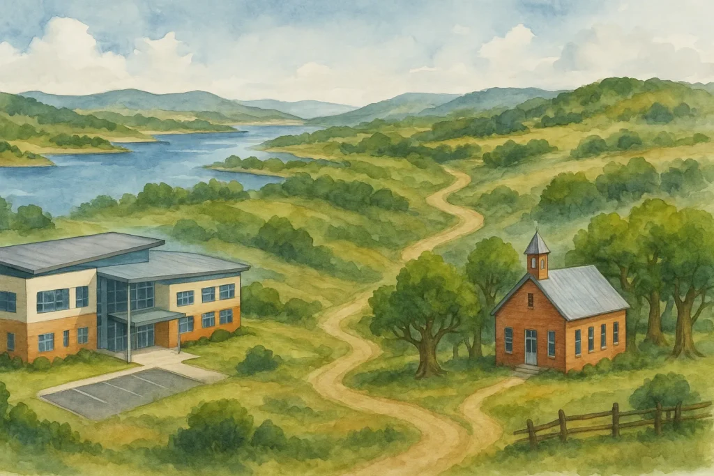 Watercolor of Spicewood area elementary schools