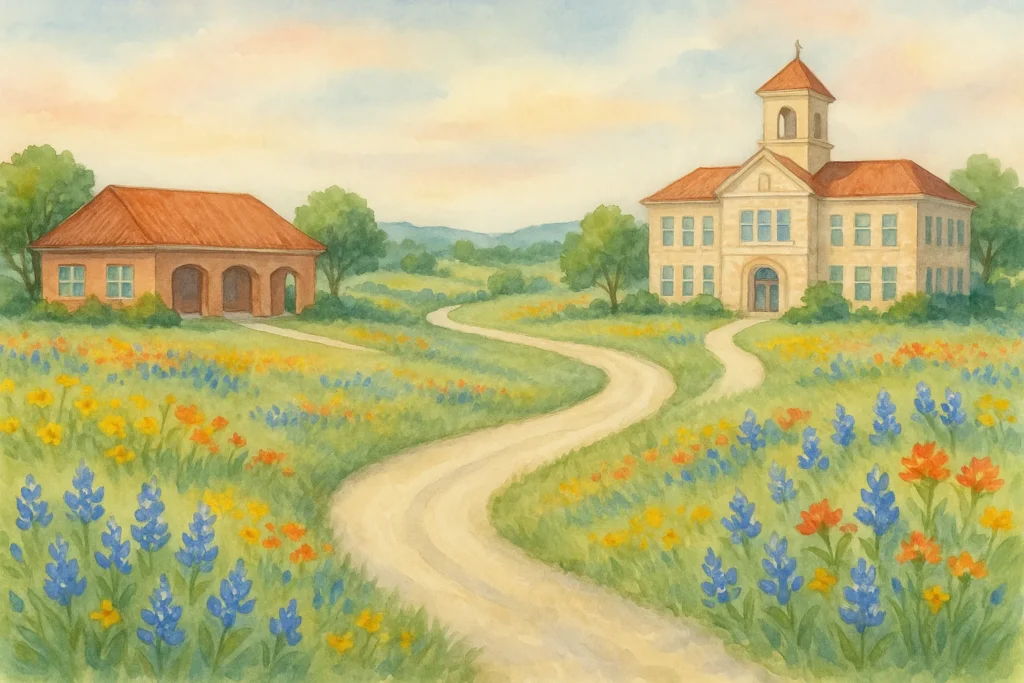 Artistic illustration of two Bee Cave area elementary schools