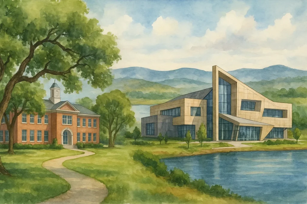 Artistic illustration comparing established and new LTISD schools