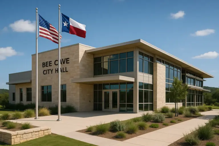 Bee Cave Texas civic area representing low property tax rates