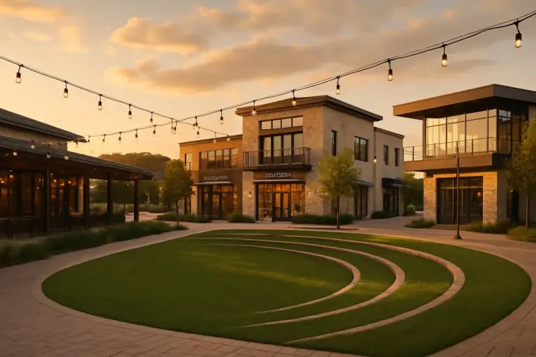 Hill Country Galleria outdoor shopping and dining center in Bee Cave Texas