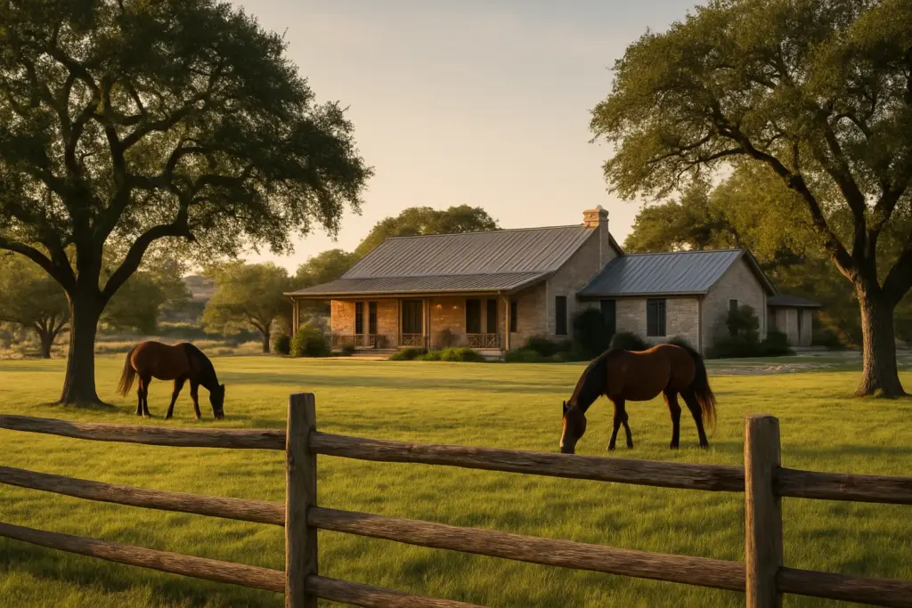Large acreage property with horses in The Homestead neighborhood near Bee Cave Texas