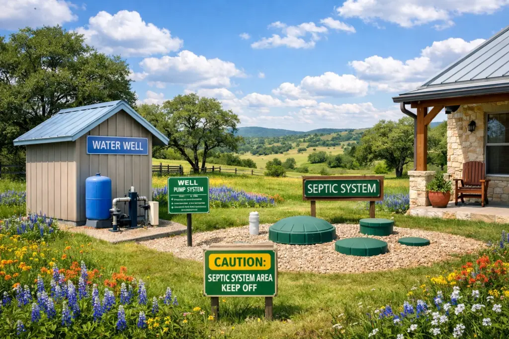 Texas Hill Country rural property with well and septic system
