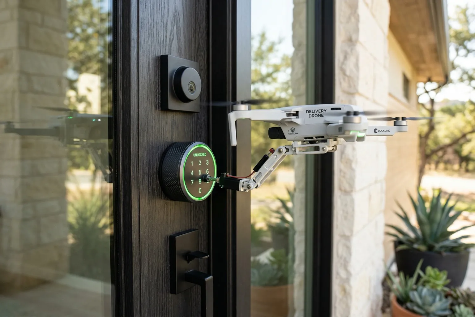 NRG Drone Tours drone interfacing with a smart lock to enter a property