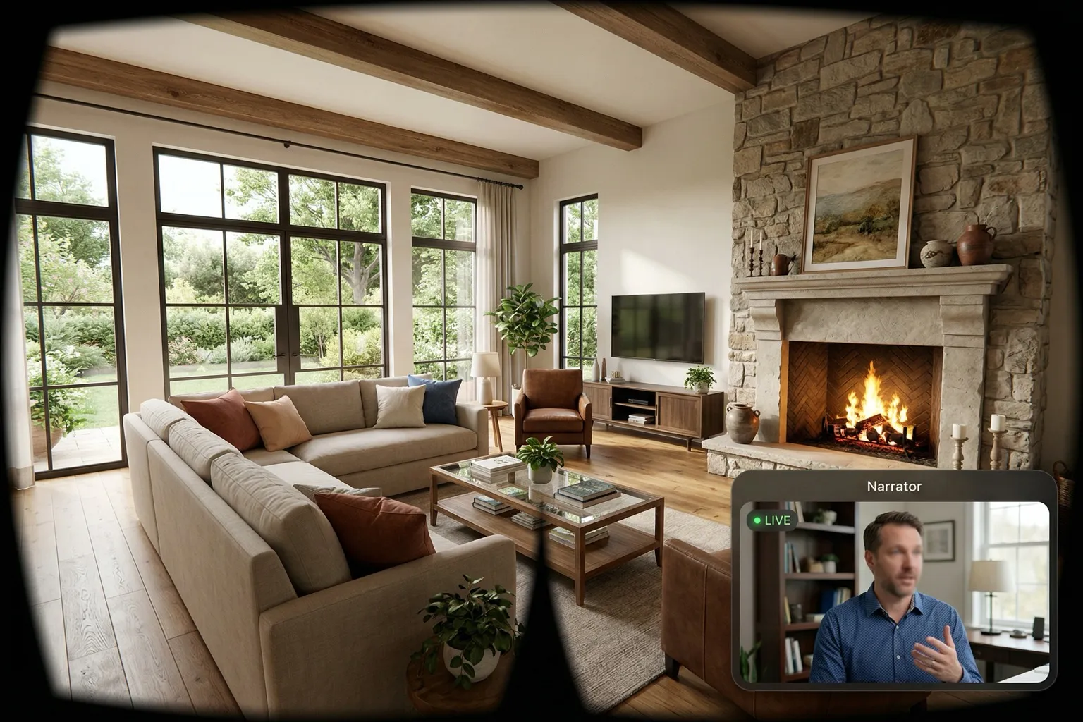 What buyers see during an NRG Drone Tour with Ed Neuhaus providing live narration via picture-in-picture