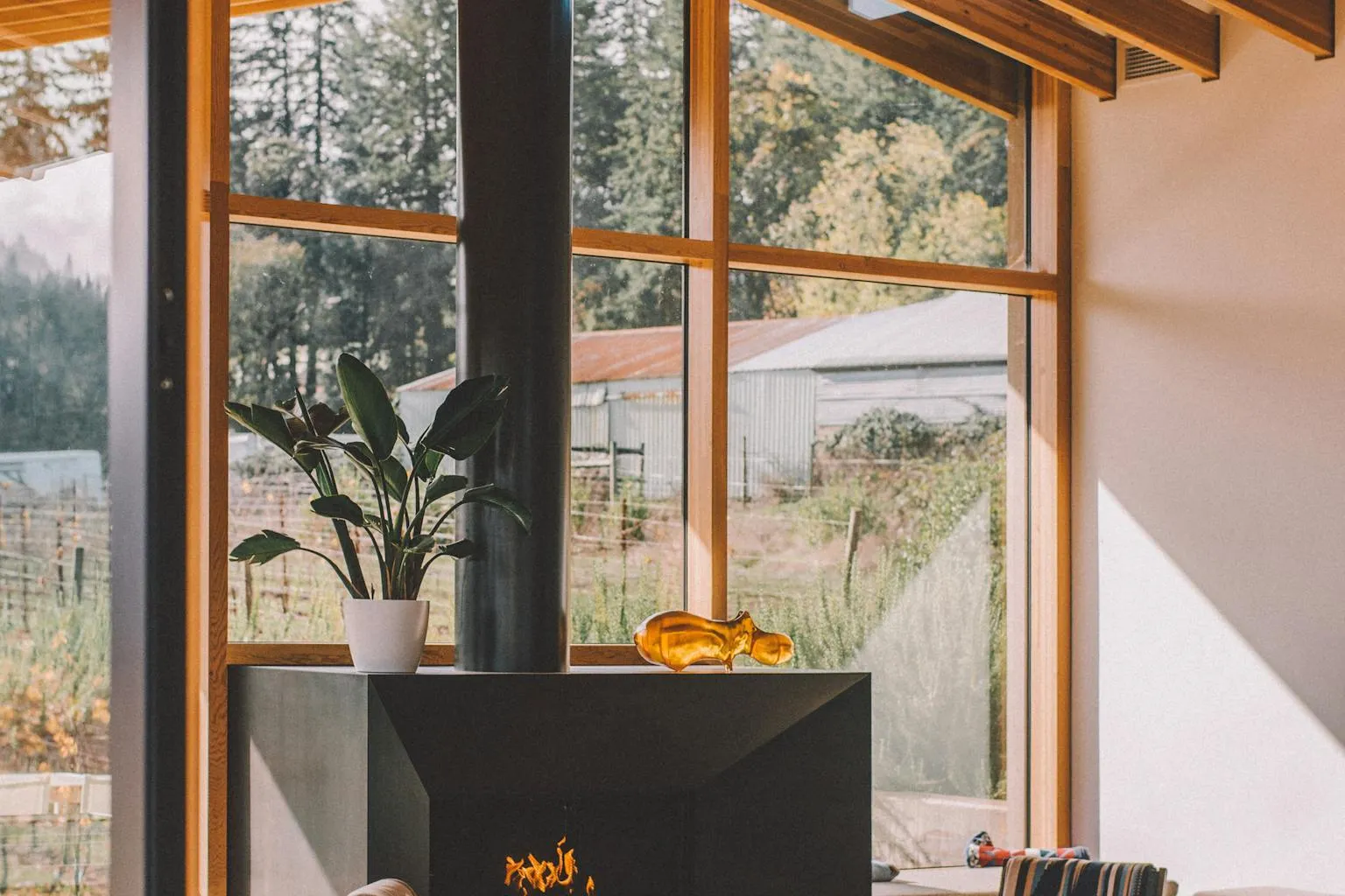Bright modern living room interior furnished for short-term rental guests