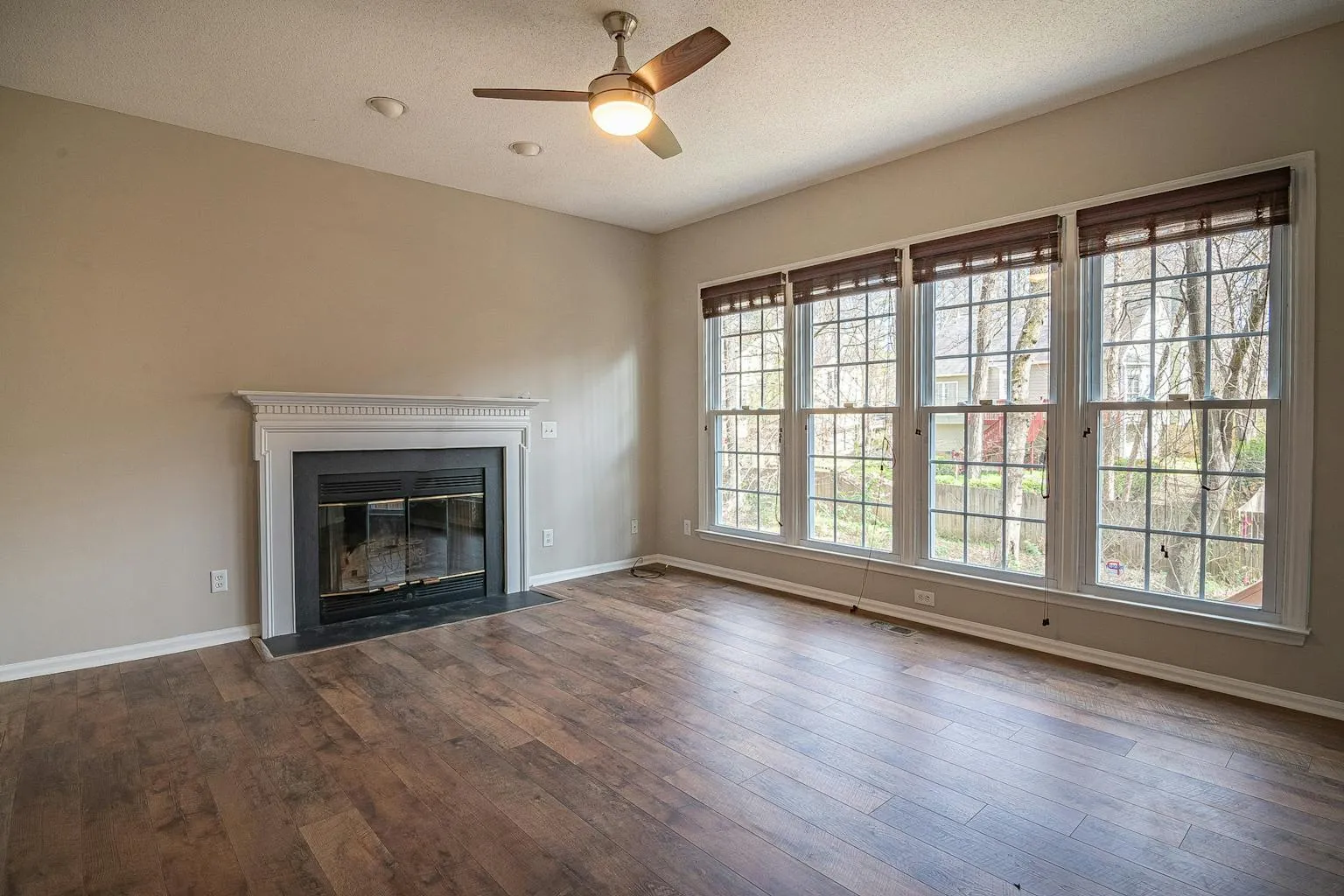 Interior of a custom-built home in Austin with large windows and natural light