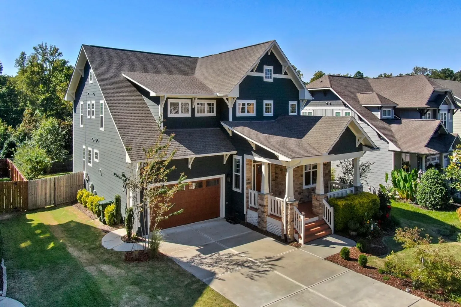Craftsman style historic home with front porch in Austin TX